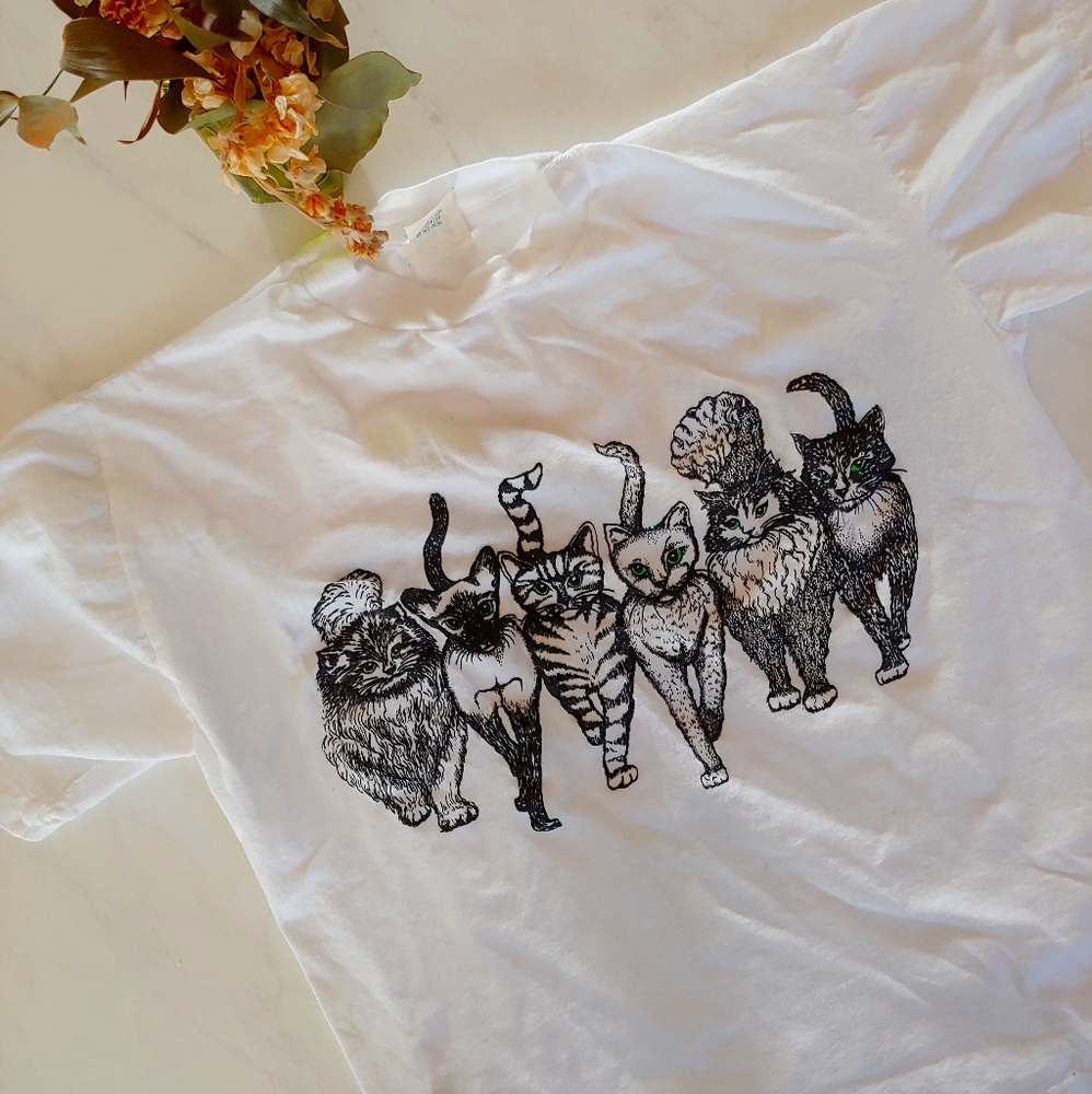 VTG 80s Cat Lover Graphic T-Shirt